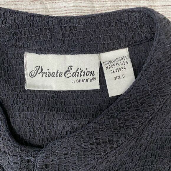 Private editions by Chico’s women 0 buttondown blouse Longsleeve black textured - Picture 7 of 10